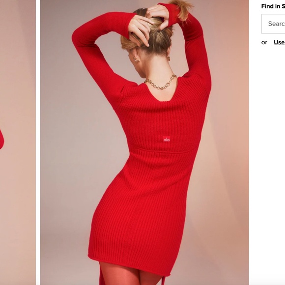 NWT Alo Yoga - CASHMERE Ma Cherie Garter Dress - Rouge - Picture 9 of 10